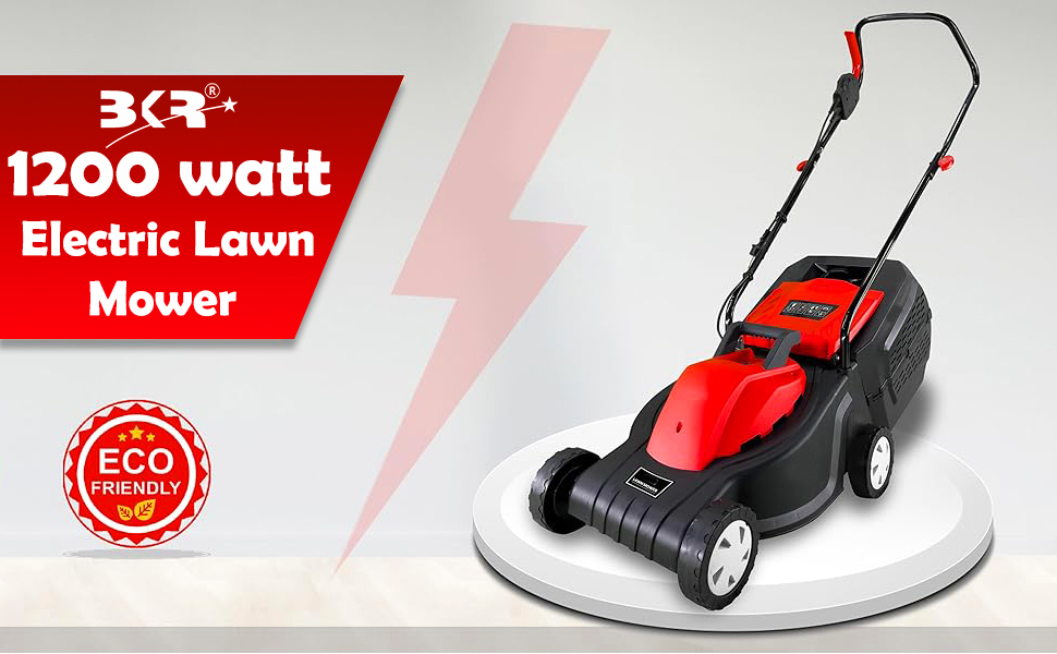 BKR® 12-Inch Electric Lawn Mower | 1200-Watt Powerful Motor | Adjustable Cutting Height | 25L Grass Collector | Made in India | Eco-Friendly Lawn Care Equipment LG0861 detail 1