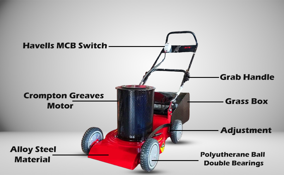 BKR 22inch Electric Lawn Mower Rotary Type- 3Hp CG Motor | 12-85mm Cutting Width | 75lt Grass Tank | 10 Cutting Height adjustments with 6 Months Warranty| 25m extension wire FREE - LG1009 detail 3