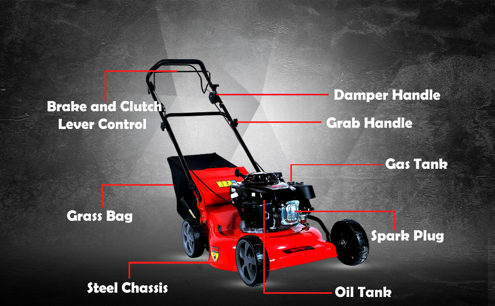 BKR® Heavy Duty Self-Propelled Lawn Mower 18" with GXV160 5 HP 4-Stroke Engine - 7 Adjustable Heights & 60L Grass Collector- LG0725 detail 3