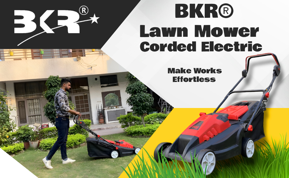 BKR® 16-Inch Electric Lawn Mower with Rotary Blade | 1600W Powerful Motor | Adjustable Cutting Height | 45L Grass Collection Box | 26-65mm Cutting Height Comes with 6 Months Manufacture Warranty| 25m extension wire free LG0862 detail 1
