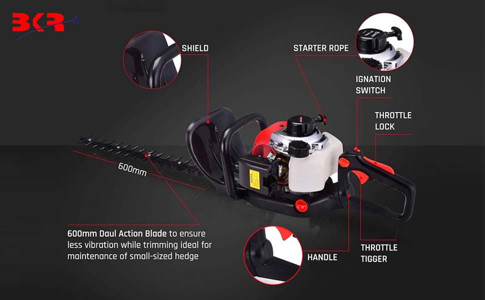 BKR® Petrol Hedge Trimmer HT260B with 26.3cc Power, 2 Stroke Engine | 24inch Cutting Lenght | Dual Action Blade Cut The Grasses Nicely, 3 Stages twistable Handle with 6 Months Manufacture Warranty- LG0550 detail 2