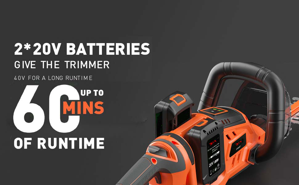 BKR Cordless Hedge Trimmer, 40V Electric Hedge Trimmers with 22-Inch Dual Action Blades, 3/4" Cutting Capacity, 2.0Ah Battery- LG1072 detail 2