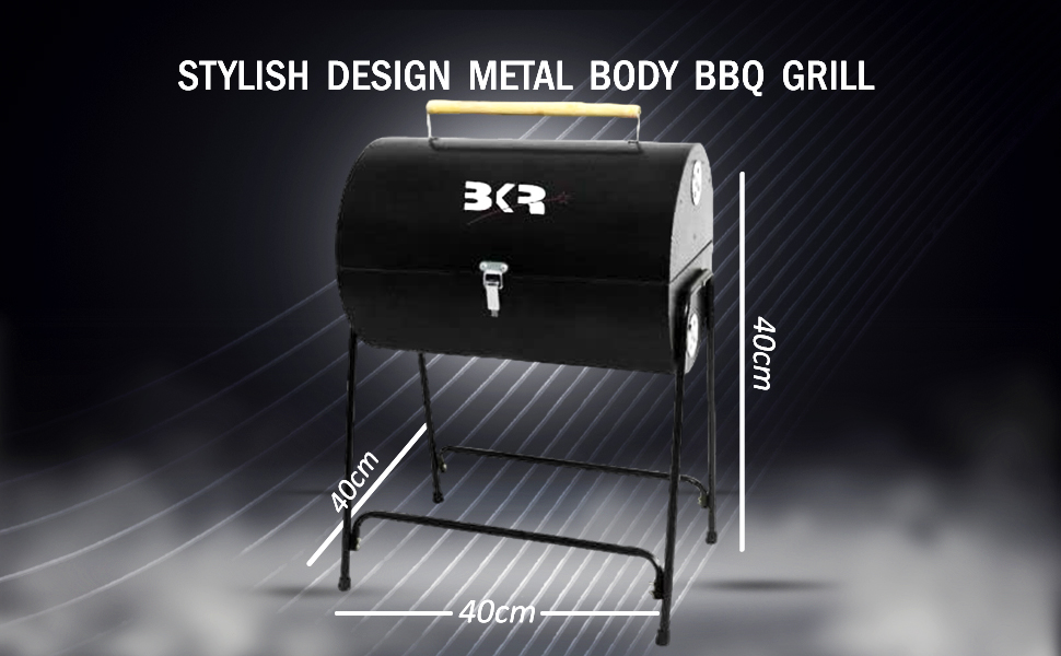 BKR Charcoal Barbeque (BBQ) Grill with 8 Skewers, Gloves, Tong & Charcoal Tray | High Temperature Sand Blasting Finish LG0939 detail 2