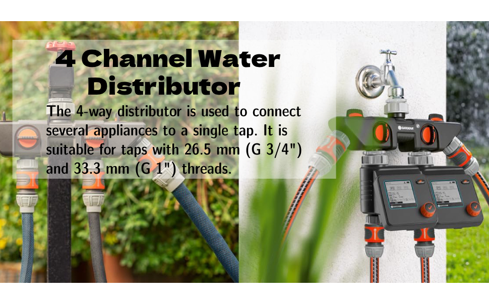 GARDENA 8194-20 Four Channel Water Distributor 3/4" inlet and 1/2" outlet LG0781 detail 1