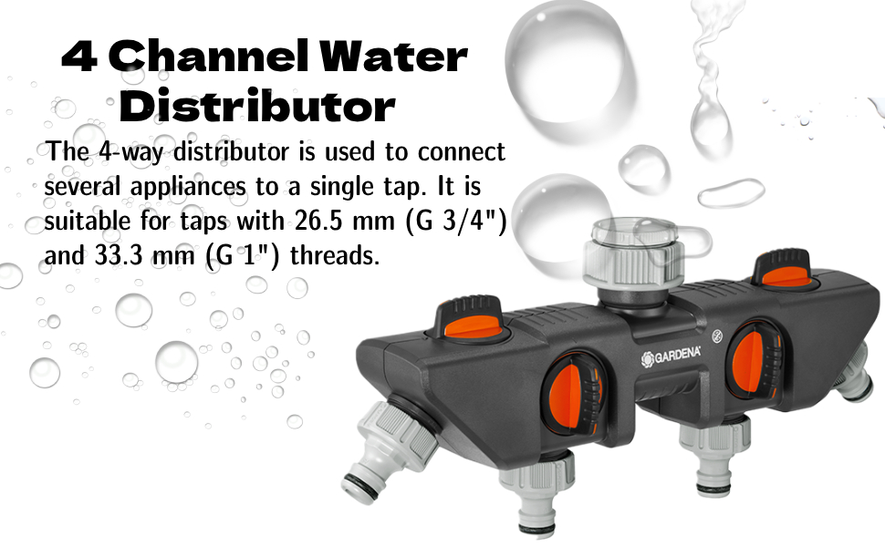 GARDENA 8194-20 Four Channel Water Distributor 3/4" inlet and 1/2" outlet LG0781 detail 2