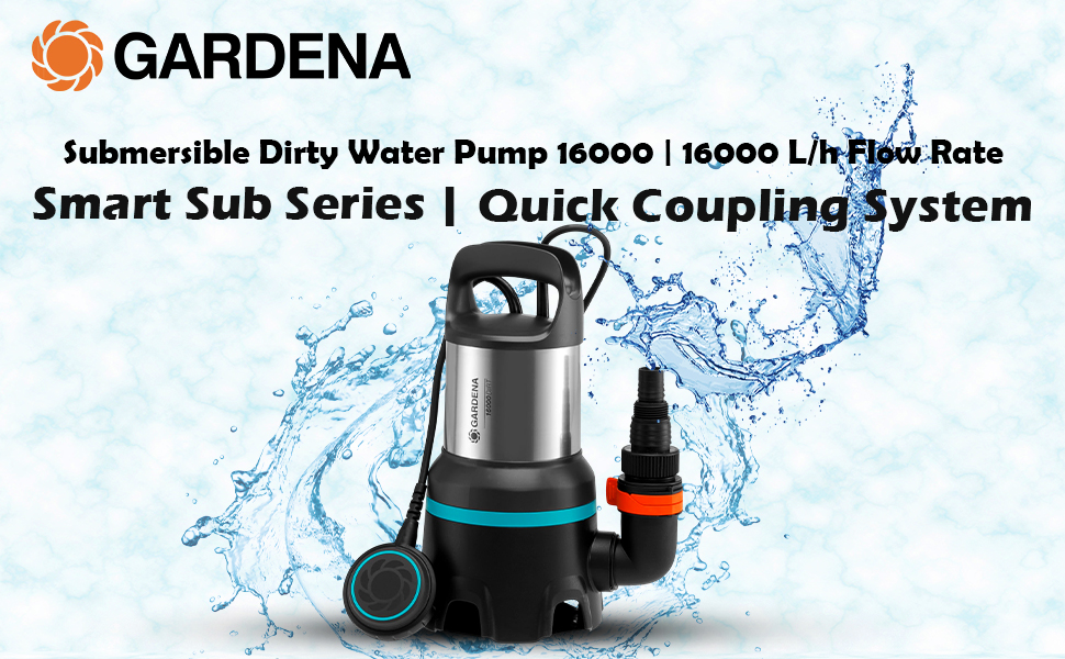 Gardena (9042-20) Submersible Dirty Water Pump 16000 - High-Performance 450W Pump with 16,000 L/h Flow Rate, Floating Switch & Quick Coupling System | LG1087 detail 1