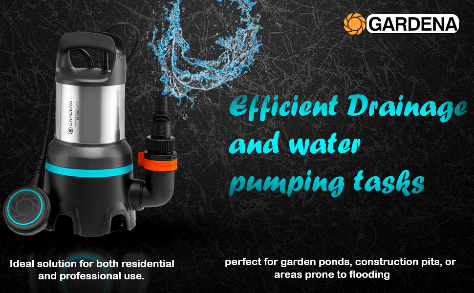 Gardena (9042-20) Submersible Dirty Water Pump 16000 - High-Performance 450W Pump with 16,000 L/h Flow Rate, Floating Switch & Quick Coupling System | LG1087 detail 3