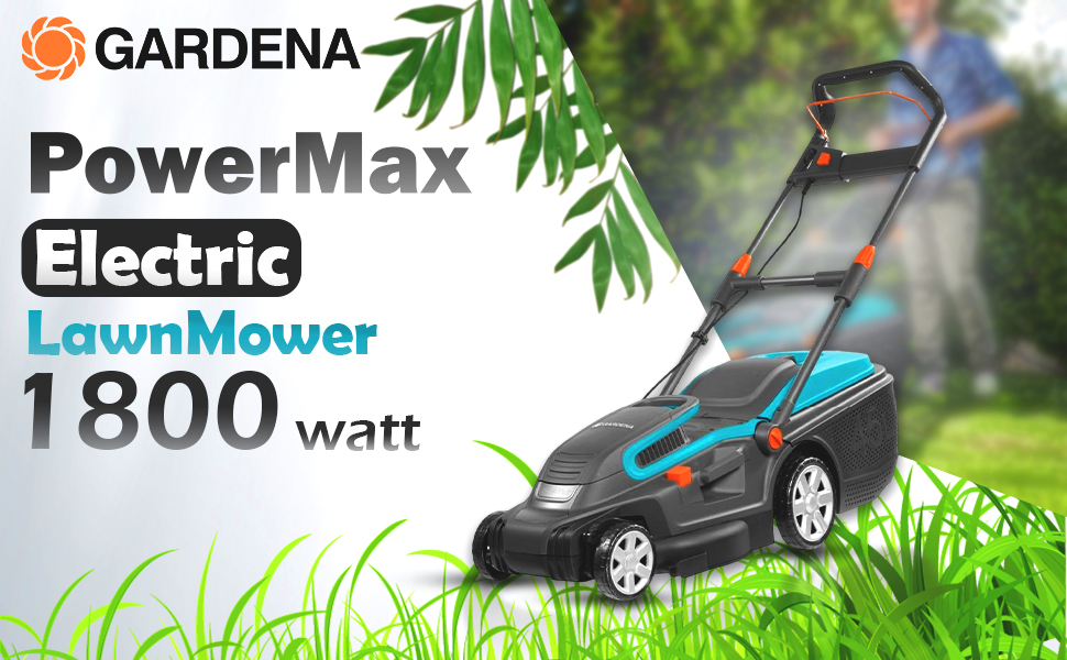 Gardena (5042-20) PowerMax 1800/42 Electric Lawn Mower - Powerful 1800W Mower for Large Lawns up to 800 m², 42 cm Cutting Width, 45L Grass Box, Ergonomic Handle| 25m extension wire FREE | LG1085 detail 1