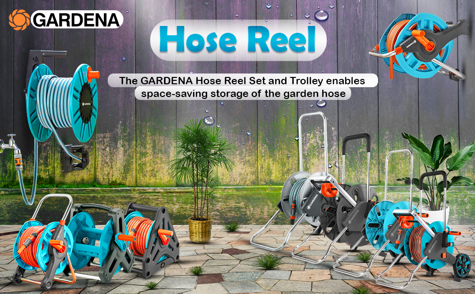 GARDENA 8009-20 Wall Mount Hose Reel Set with Hose LG0743 detail 1