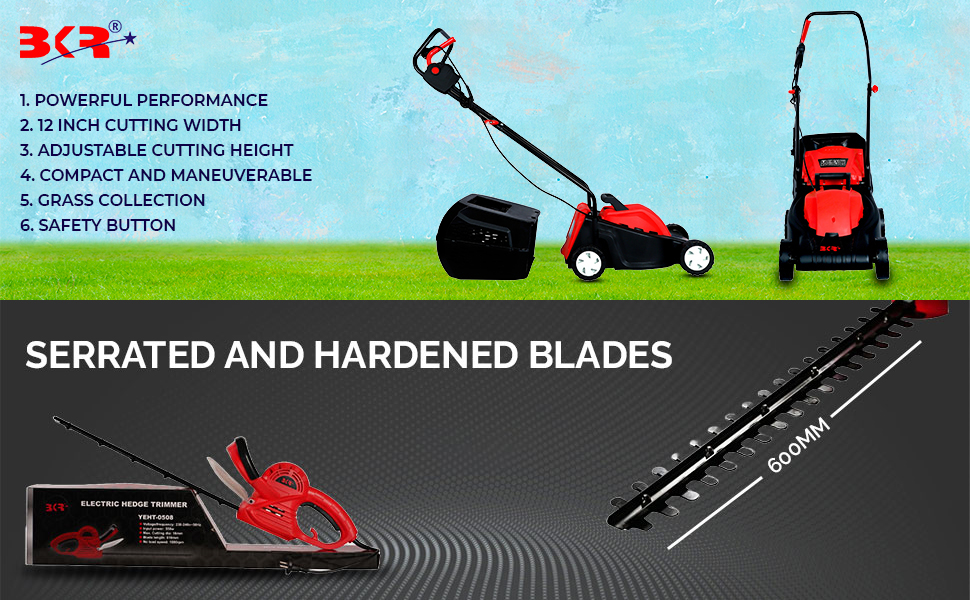 Garden Perfection Starts Here with BKR® Value Deals Combo- 1200W Electric Lawn Mower & 550W Hedge Trimmer for Seamless and Flawless Lawn & Hedge Care- CMB0011 detail 3