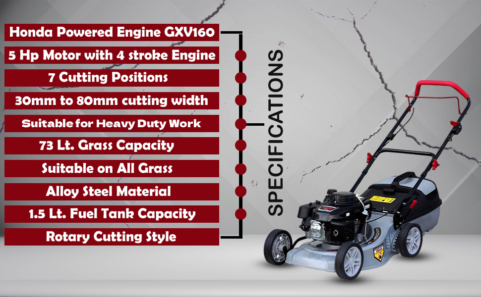 BKR® Original Honda Powered GXV 160 19Inch Tough Aluminium Deck Manual Push Lawn Mower LG0726 detail 2