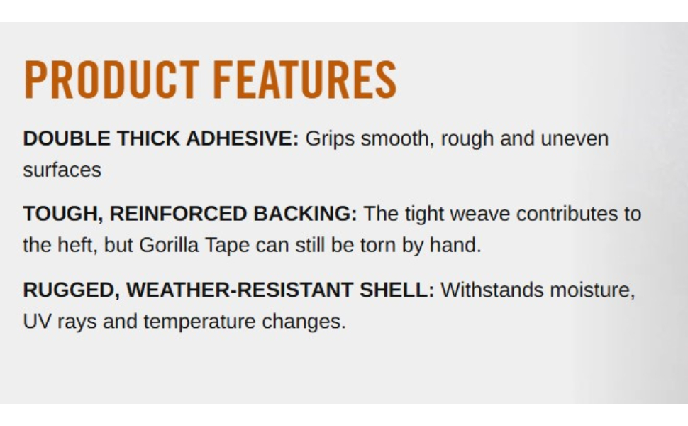 Gorilla Black Duct Tape, Heavy Duty 1.88" x 35 yd - Durable, Weather-Resistant, Double-Thick Adhesive for Indoor & Outdoor Use- HM0486 detail 2