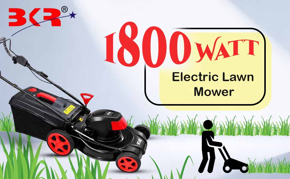 BKR® 18-Inch Electric Manual Push Lawn Mower | 1800W Powerful Motor | Adjustable Cutting Height | 55L Grass Collection Box | Lightweight & Eco-Friendly, 6 Months Manufacture Warranty - LG0692 detail 1